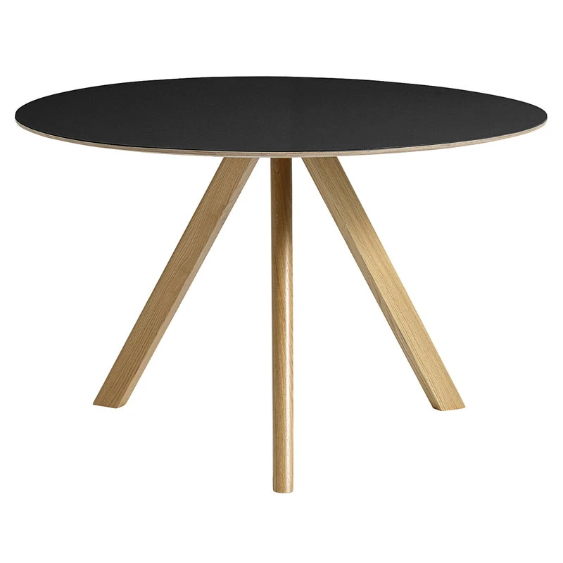 HAY Table Ronde CPH20, 120 cm, Chêne Laqué - Linoléum Noir 1 HAY Table Ronde CPH20, 120 cm, Chêne Laqué - Linoléum Noir