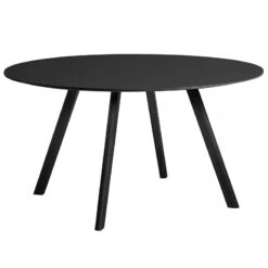 HAY Table Ronde CPH25, 140 cm, Chêne Laqué Noir - linoléum Noir