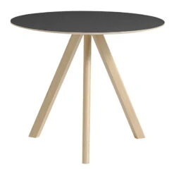 HAY Table Ronde CPH20, 90 cm, Chêne Laqué - Linoléum Noir