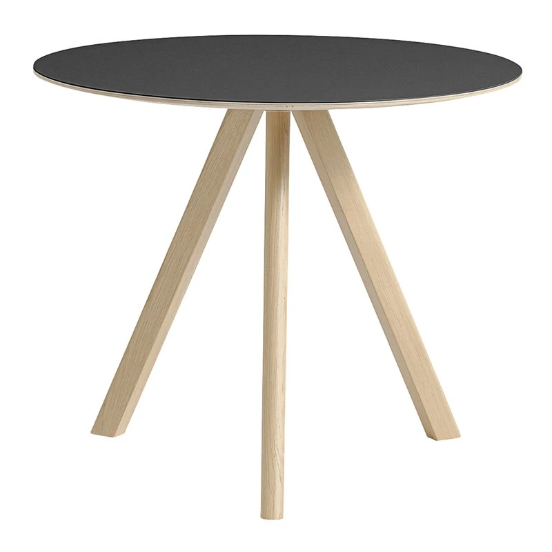 HAY Table Ronde CPH20, 90 cm, Chêne Laqué - Linoléum Noir 1 HAY Table Ronde CPH20, 90 cm, Chêne Laqué - Linoléum Noir