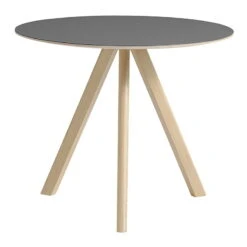 HAY Table Ronde CPH20, 90 cm, Chêne Laqué - Linoléum Gris