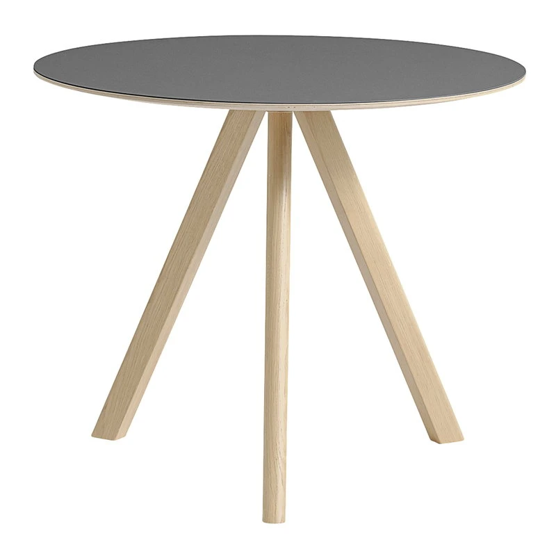 HAY Table Ronde CPH20, 90 cm, Chêne Laqué - Linoléum Gris 1 HAY Table Ronde CPH20, 90 cm, Chêne Laqué - Linoléum Gris