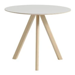 HAY Table Ronde CPH20, 90 cm, Chêne Laqué - Linoléum Blanc Cassé