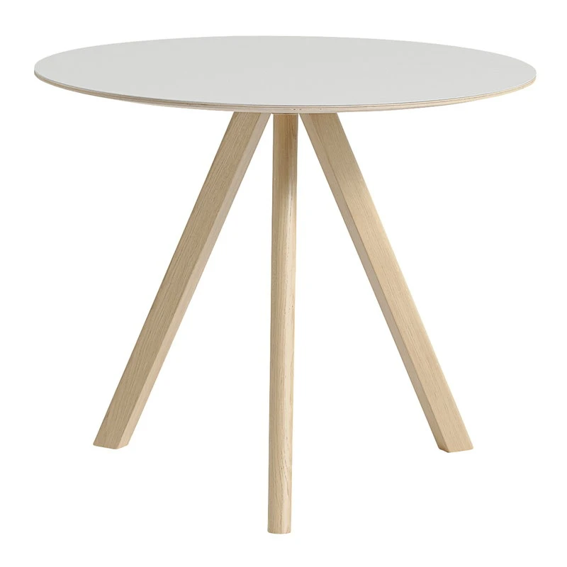 HAY Table Ronde CPH20, 90 cm, Chêne Laqué - Linoléum Blanc Cassé 1 HAY Table Ronde CPH20, 90 cm, Chêne Laqué - Linoléum Blanc Cassé