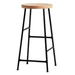 HAY Tabouret De Bar Bas Cornet, Soft Black - Assise En Chêne Huilé