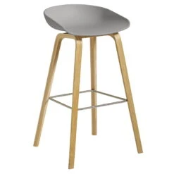HAY Tabouret About A Stool AAS32, 74 cm, Chêne Laqué - Gris Béton