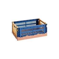 HAY Colour Crate Mix, S, Plastique Recyclé, Bleu Foncé