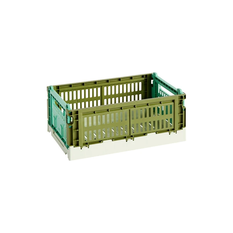 HAY Colour Crate Mix, S, Plastique Recyclé, Olive - Menthe Foncé 1 HAY Colour Crate Mix, S, Plastique Recyclé, Olive - Menthe Foncé