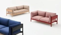 HAY Canapé Arbour Eco 2 Places, Steelcut Trio 796 - Chêne -Hay Arbour 2 Seater Re wool 648 wine red wb lacquer beech Arbour 2 Seater Linen Grid dark beige oiled waxed oak 1