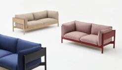 HAY Canapé Arbour 2 Places, Quadrillage Linen Beige Foncé - Chêne -Hay Arbour 2 Seater Re wool 648 wine red wb lacquer beech Arbour 2 Seater Linen Grid dark beige oiled waxed oak