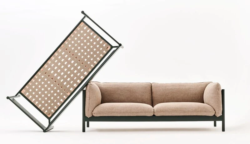 HAY Canapé Arbour 2 Places, Quadrillage Linen Beige Foncé - Hêtre No 4 HAY Canapé Arbour 2 Places, Quadrillage Linen Beige Foncé - Hêtre No – Image 4