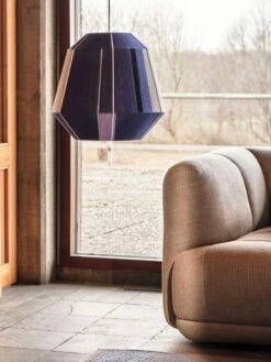 HAY Abat-jour Bonbon 500, Tons Bleus -Hay Bonbon Shade 500 blue tones Quilton Linen Grid adriatic blue