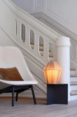 HAY Table Slit, 45 Cm, Noir -Hay Bonbon yellow melange Slit Table Round black Uchiwa front Olavi by HAY 01 back Steelcut Trio 213 black oak base