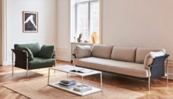 HAY Canapé Can, 3 places, Ruskin 05 - toile Noire - cadre En Chrome -Hay CAN 1 Seater Steelcut 975 chrome frame black canvas CAN 3 Seater Ruskin 05 chrome frame black canvas Eiffel Coffee Table 3