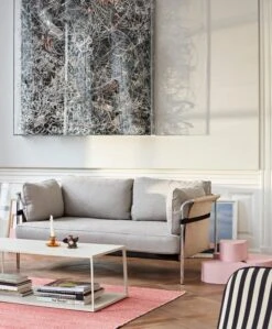 HAY Table Basse Eiffel, Rectangle, 110 X 50 cm, Warm Sand -Hay Can 2 seater Roden 04 natrual canvas chrome base Eiffel Coffee Table Rectangular warm sand Flare amber