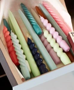 HAY Bougies Spiral, Lot De 6, Lilas - Bleu-violet - Bleu Clair -Hay Candle Spiral Candle Twist Candle Conical 4