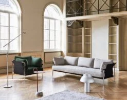 HAY Canapé Can, 3 places, Ruskin 05 - toile Noire - cadre En Chrome -Hay Fifty Fifty Floor Lamp ash grey Bowler mocca PC Table Lamp aluminum CAN 1 Seater Steelcut 975 black canvas chrome frame CAN 3 Seater Ruskin 33 black canvas chrome frame 1