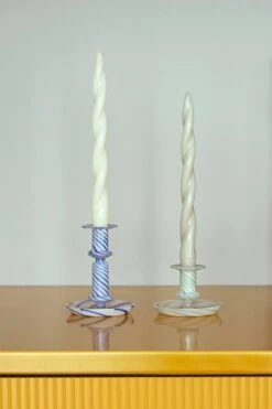 HAY Bougies Long Twist, Lot De 6, Menthe - gris Clair - vert 8 HAY Bougies Long Twist, Lot De 6, Menthe - gris Clair - vert -Hay Flare Stripe Milk S green Flare Stripe Milk M blue Candle Soft Twist off white light grey