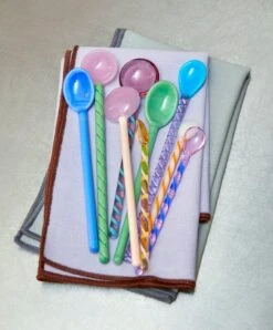 HAY Cuillères En Verre Round, 2 Pièces -Hay Glass Spoons family Contour Napkin lavender Contour Napkin grey 1