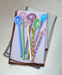 HAY Cuillères En Verre Twist, Lot De 2, Turquoise Et Rose Clair -Hay Glass Spoons family Contour Napkin lavender Contour Napkin grey