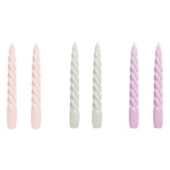 HAY Bougies Twist, Lot De 6, Rose Clair - gris Clair - lilas