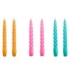 HAY Bougies Twist, Lot De 6, Tangerine - Rose Foncé - Vert Aqua