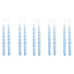 HAY Bougies Mini Swirl, 10 pièces, Bleu Clair