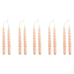 HAY Bougies Mini Swirl, 10 pièces, Rose Clair