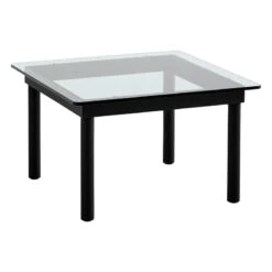 HAY Table Kofi 60 x 60 cm, Chêne Laqué Noir - verre Transparent