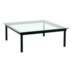 HAY Table Kofi 100 x 100 cm, Chêne Laqué Noir - verre Transparent
