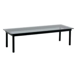 HAY Table Kofi 140 X 50 Cm, Chêne Laqué Noir - Verre Gris