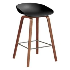HAY Tabouret About A Stool AAS32, 65 cm, Noyer Laqué - noir