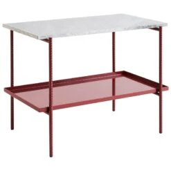 HAY Table D’appoint Rebar 75 x 44 cm, Barn Red - Marbre Gris