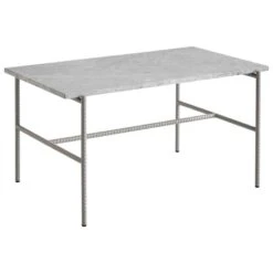 HAY Table Basse Rebar 80 x 49 cm, Gris Fossile - Marbre Gris