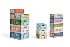 HAY Colour Crate Mix, M, Plastique Recyclé, Olive - Menthe Foncé -Hay HAY Colour Crate Mix Family 03 5