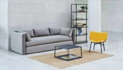 HAY Canapé Hackney, 3 Places, Lola Gris Chaud 5 HAY Canapé Hackney, 3 Places, Lola Gris Chaud -Hay Hackney 3 seater Lola warm grey Eiffel Coffee Table Square Moire Kelim 170x240 warm yellow New Order Dapper 1
