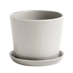 HAY Pot Et Soucoupe Botanical Family, M, Gris Clair