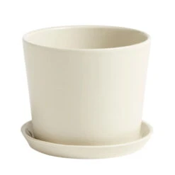 HAY Pot Et Soucoupe Botanical Family, M, Blanc Cassé