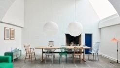 HAY Chaise J41, Gris Chaud -Hay Passerelle Table L300xW95xH74 wb lacquered oak tabletop frame and edge black powder coated crossbar J Series family Rice Paper Shade dia80 classic white 01rolerole 3