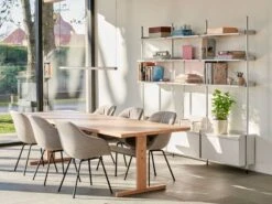 HAY Suspension Factor Linear, Diffused 1500, Aluminium -Hay Pier System 133 PS white powder coated steel clear anodised profiles Passerelle Table wb lacquer oak ink black crossbar Factor Linear aluminium 1