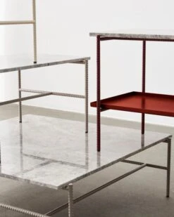 HAY Table D’appoint Rebar 75 x 44 cm, Barn Red - Marbre Gris -Hay Rebar Coffee Table family detail 2