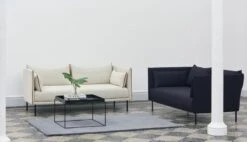 HAY Canapé Silhouette 2 Places, Coda 100/Silk Cognac - Acier Noir -Hay Silhouette Sofa Uph Coda 100 piping cognac leather Silhouette Sofa Uph Remix2 0373 Piping black leather V02