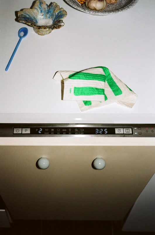 HAY Torchon à Vaisselle Sponge, Blanc - vert, Lot De 3 4 HAY Torchon à Vaisselle Sponge, Blanc - vert, Lot De 3 – Image 4